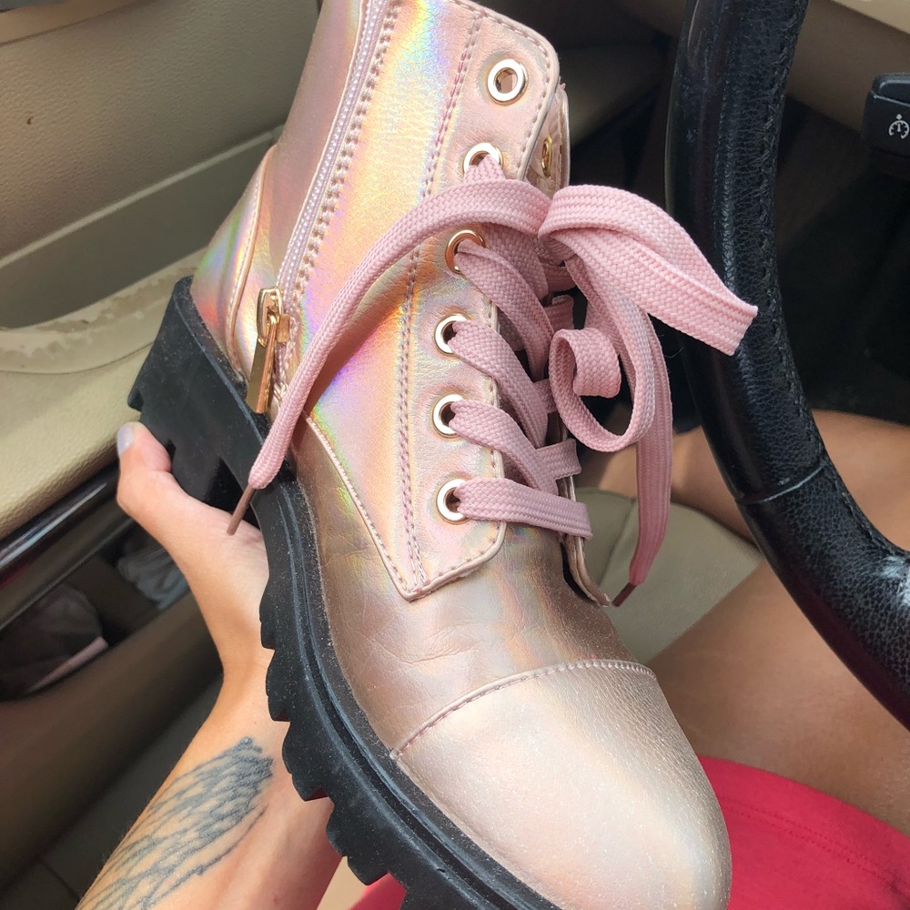 Super cute pink holographic boots